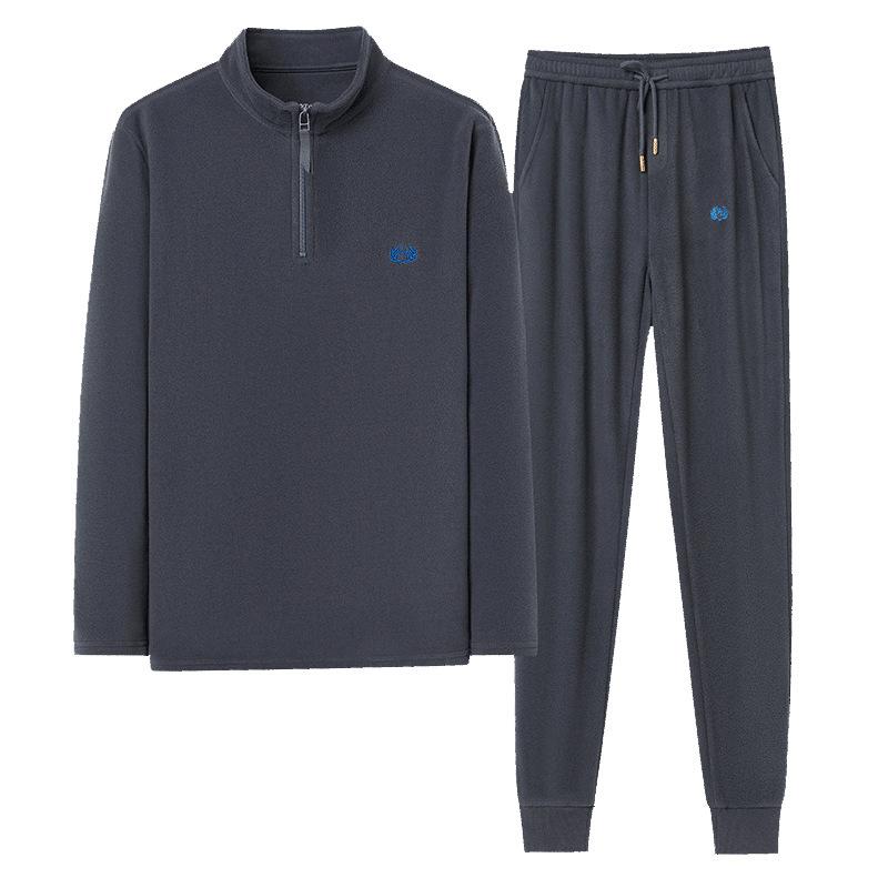 Sonbahar Yeni Polar Boş Zaman Spor Takımı Erkek Moda Kore Versiyonu Orta Yaşlı Erkek Uzun Kollu Dik Yaka Kapüşonlu Erkek