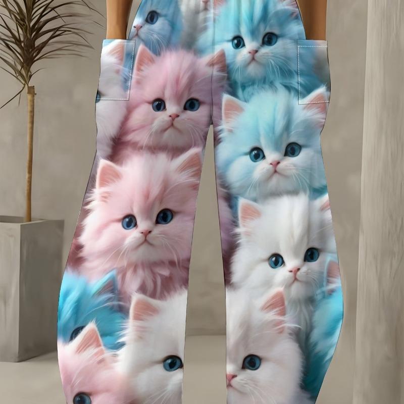 Women's Standard Size Fashion Trendy 3D printing oom Print Wide-Leg Pants,Comfortable and Suitable for All Seasons