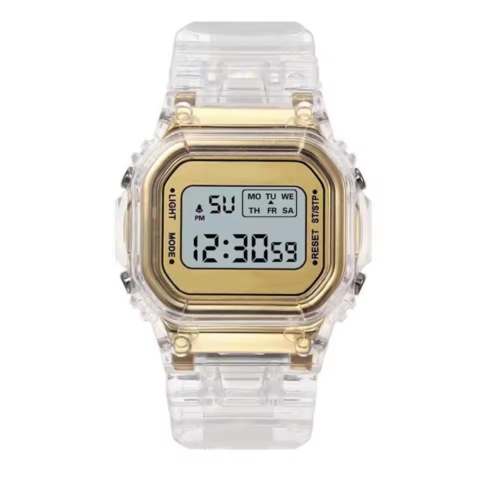 Sports Transparent Small Square Electronic Watch Student Waterproof Led Watch