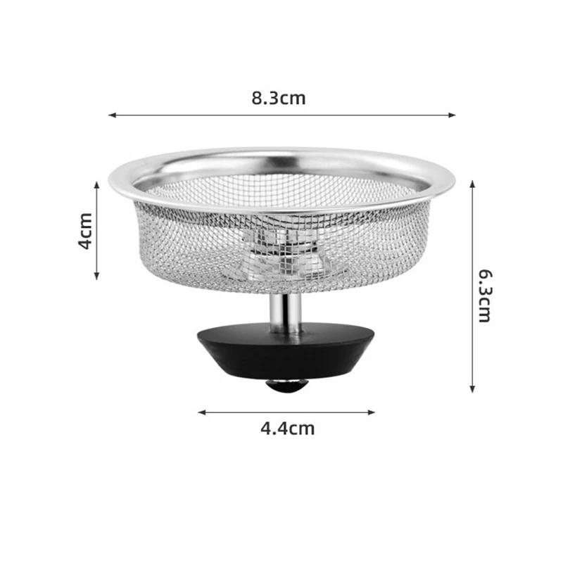 

5pcs Stainless Steel Sink Strainer Residue Filter with Handle Sewer Hair Catcher Stopper Waste Collector Bathroom Floor Drain