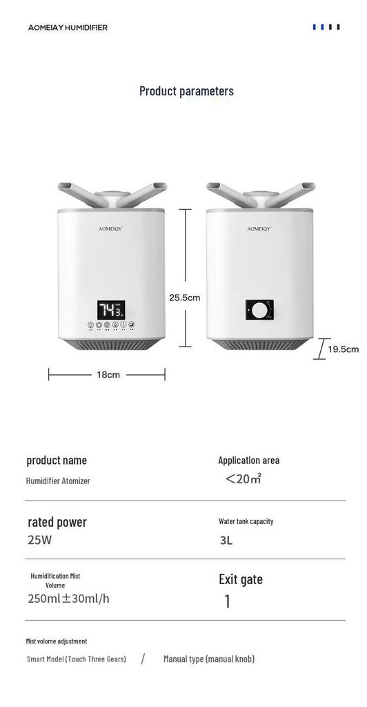 3L Household Air Humidifier and Purifier for Women & Babies - Large Mist Volume, Aroma Feature
