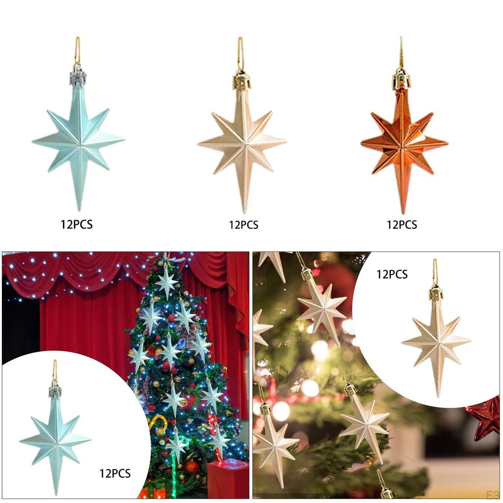 12 Pieces Christmas Star Ornaments Decorations Electroplating Holiday Party
