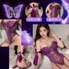 Sexy Corset Style Garter Included Lingerie High Leg Thong Stockings Set Purple One Size Fits All Little Devil Competitive Underwear Lace Sheer Mesh