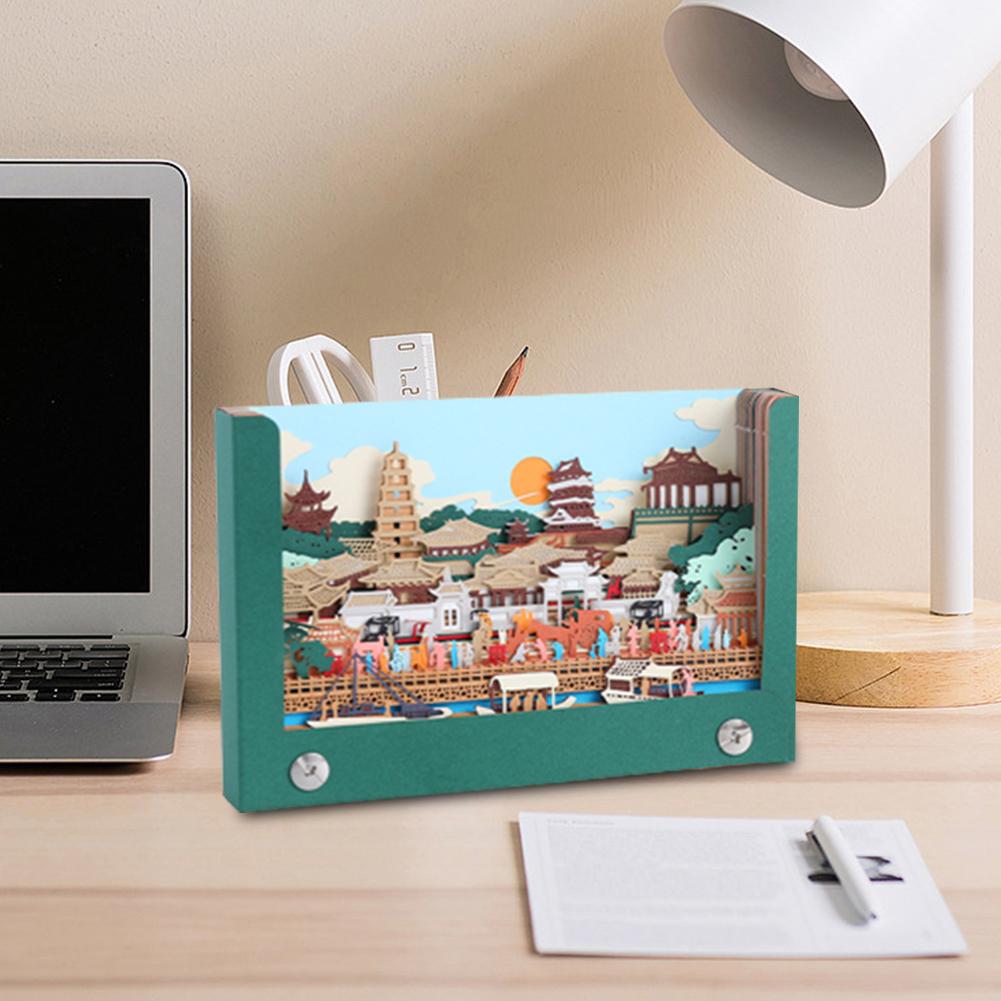 Chang 'an Street Pad, Paper Engraved Ancient Style Cute Pad 3D Memo Stickers Office For Best Fr Z9W6