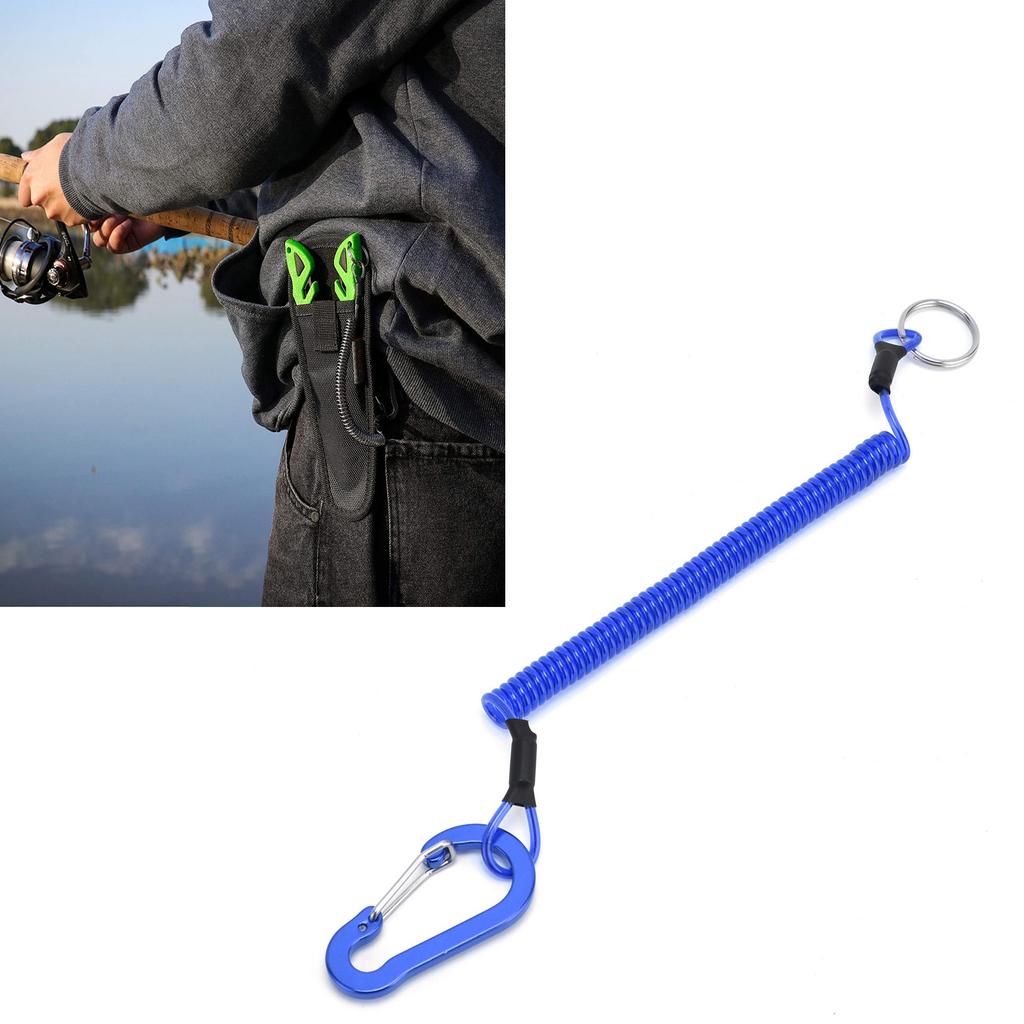 Fishing Lanyards Rope Retractable Safety Spring Coiled Ropes Keychain AccessoriesBlue