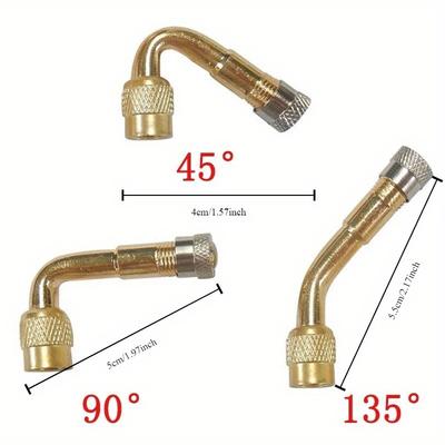 3pcs Car Tyre Valves Inflation Extension Tube 45/90/135 Degree Adapter Motorcycle Bike Tyre Valve Connector Accessories