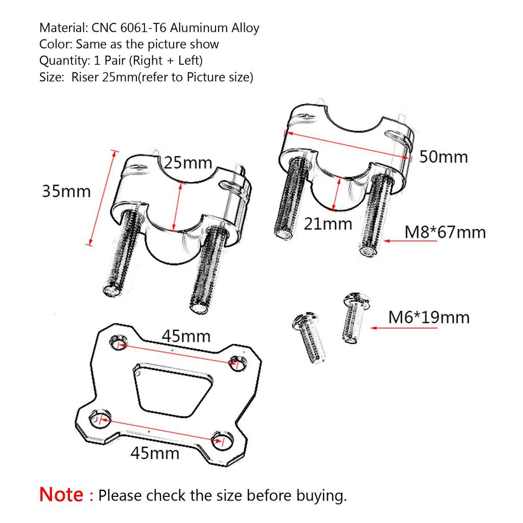 Artudatech Handlebar Riser 25mm Riser Black for Yamaha Tracer 700 MT07 Moto Cage 2014-2018