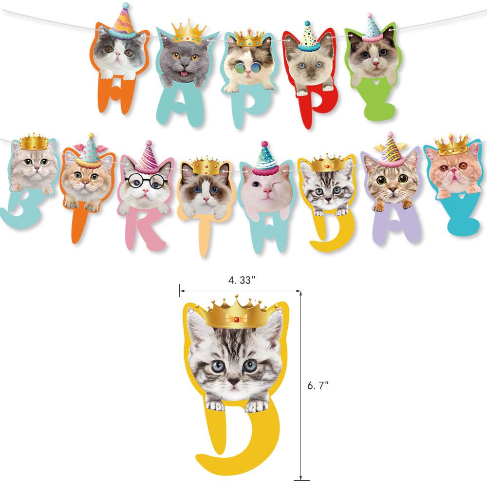 Miau Katze Geburtstagsparty Kuchenaufsätze und Girlanden für die Desserttischdekoration