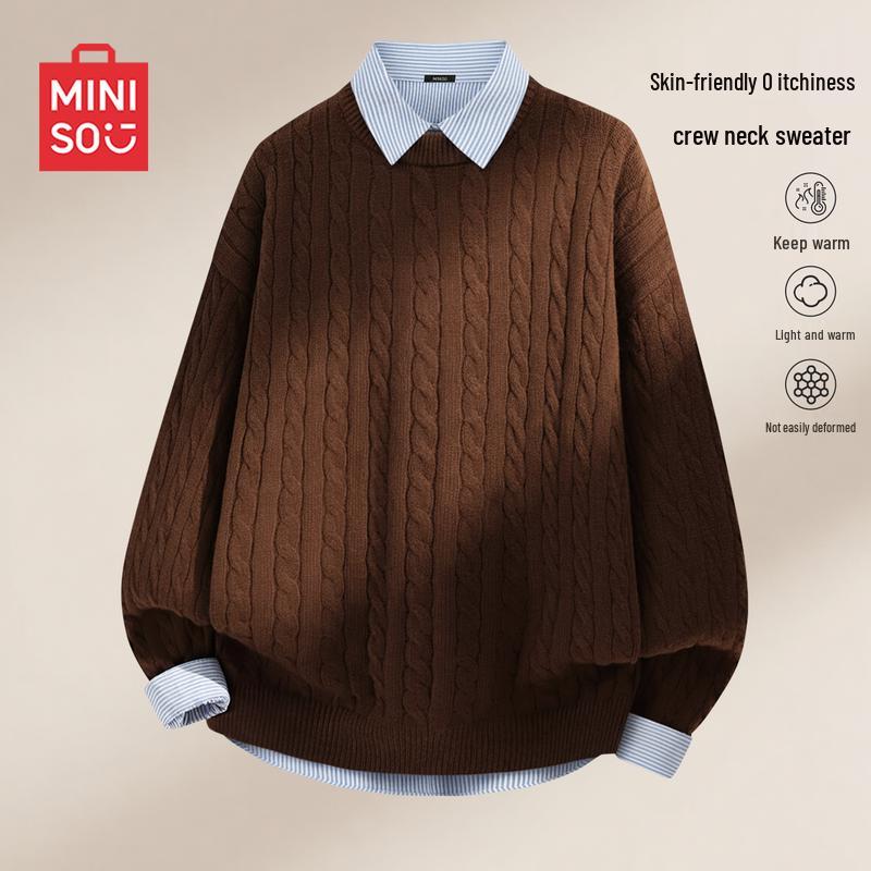 MINISO Men s American Retro Crew Neck Sweater XL