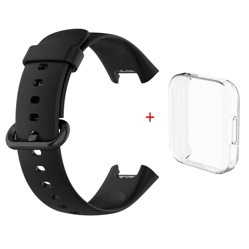 For Redmi Watch 2 Lite Silicone Strap+Case Watchband With Black/Same Color Buckle Wristband and Transparent Watch Shell