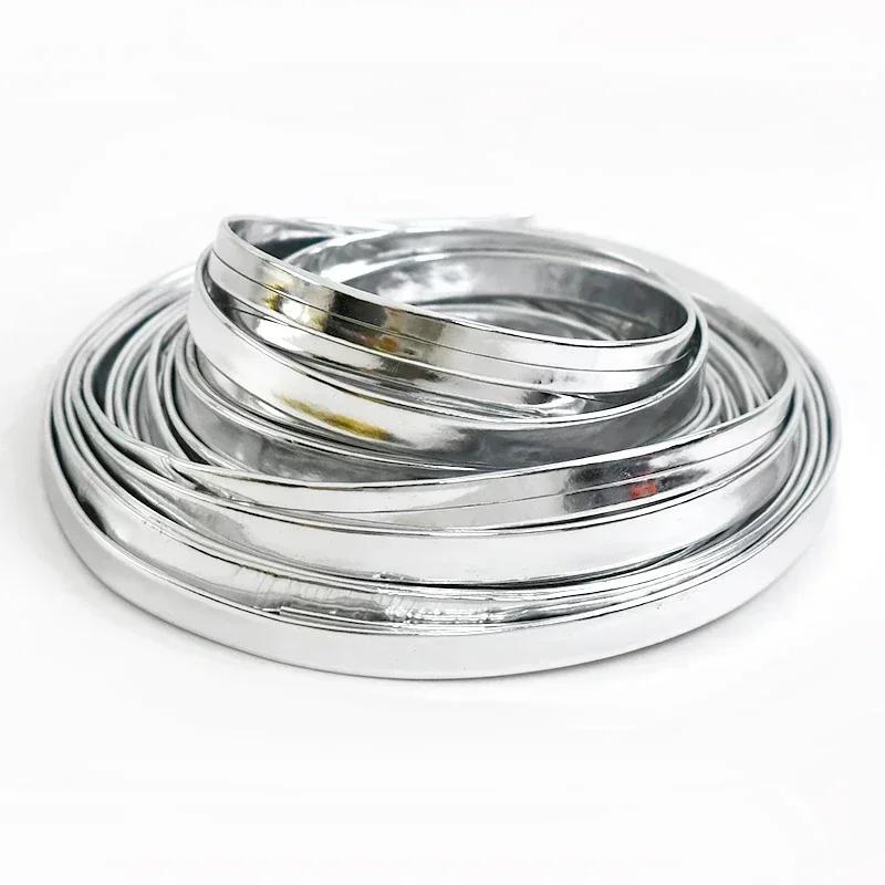 5Meters 5-15mm Meetee Mirror PU Leather Cord Gold Silver Ribbon Rope for Necklace Jewelry Decoration Craft Sewing Accessories