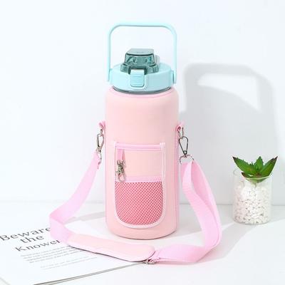 Custodia per borraccia da mezzo gallone, custodia per isolamento sportivo, copriborraccia con cinturino, porta cellulare, borsa per borraccia