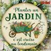 D Flat French Garden Sign Vintage Metal Wall Art Inch Round Outdoor Decor Durable Aluminum