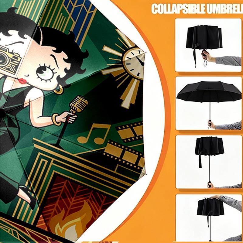 Betty Boop Print Umbrella Automatic Opening/ Closing - Portable Foldable Design - Daily Use for Travel/Outdoor - Gift for Birthday