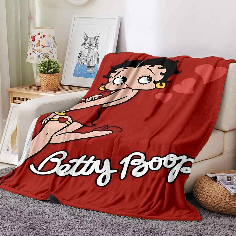 1pc Betty Boop Moon Flannel Blanket,Ultra Soft Warm Plush Throw for Home Bedroom Bed Sofa Cover Camping Picnic gift Y72430
