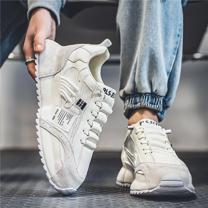 Fashion Spring Luxury Sneakers Platform Fashion Sports Casual Shoes Green Leather Sneakers Men Shoes Thick Sole Non-slip Running Shoes