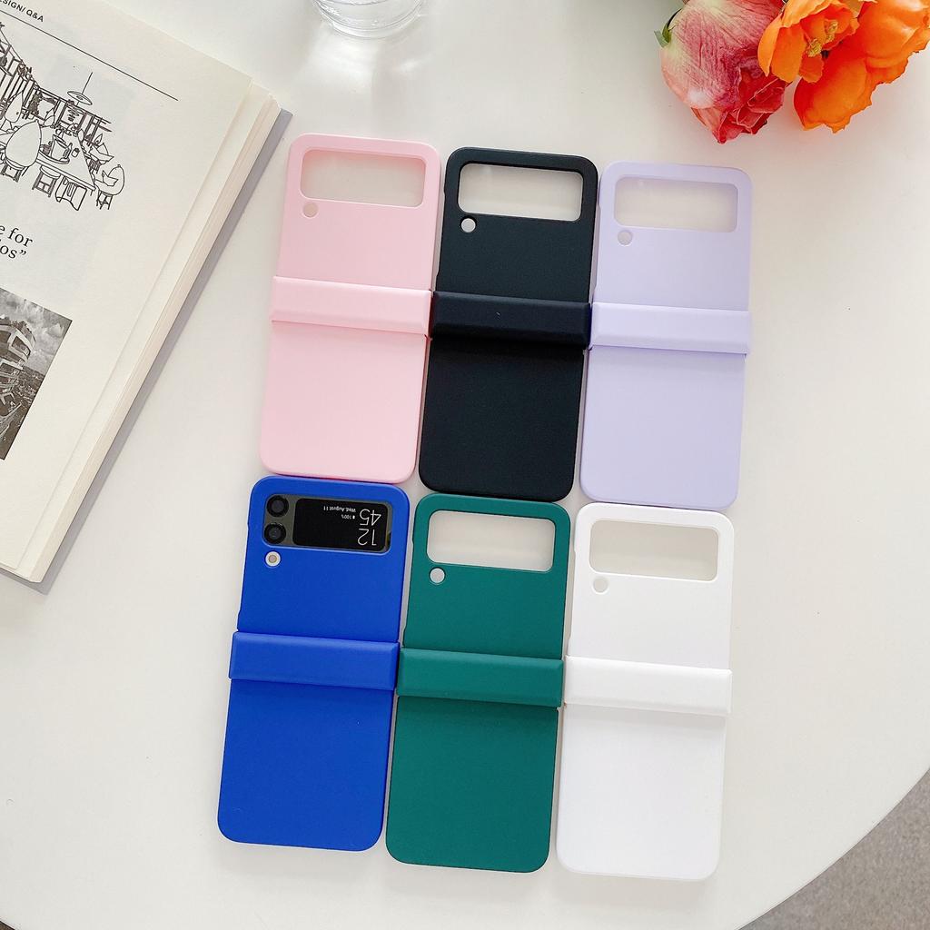 Applicable to Samsung Z Flip3/4/5/6 mobile phone case Macaron solid color hinge three-piece folding screen case