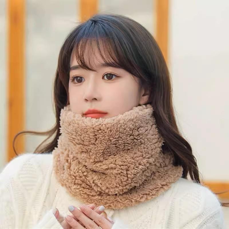 Women's Cotton Fleece Neck Warmer: Winter Scarf, Solid Color Gaiter, High Neck Protection, Windproof & Warm