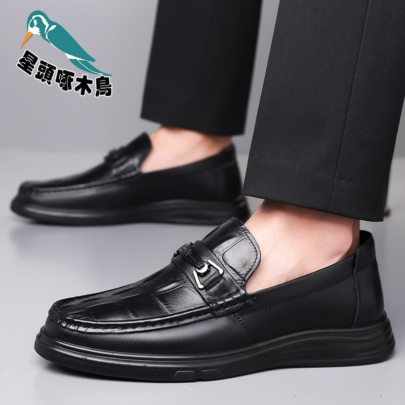 Spring Men's Leather Shoes Business Dress Commuter Work Shoes Men's Suit Groom Knot Leather Shoes