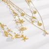 Bohemia Starfish Conch Pearl Beaded Choker Layered Necklace for Women Imitation Pearls Dolphin Summer Beach Vacation Jewelry