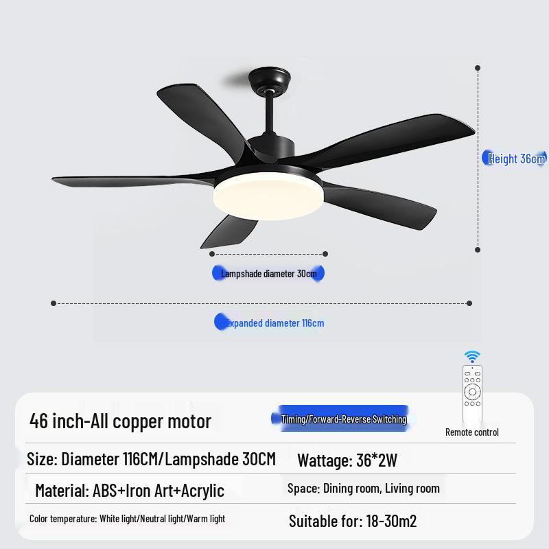 Nordic Industrial-Style Silent Ceiling Fan Chandelier for Home or Commercial Use