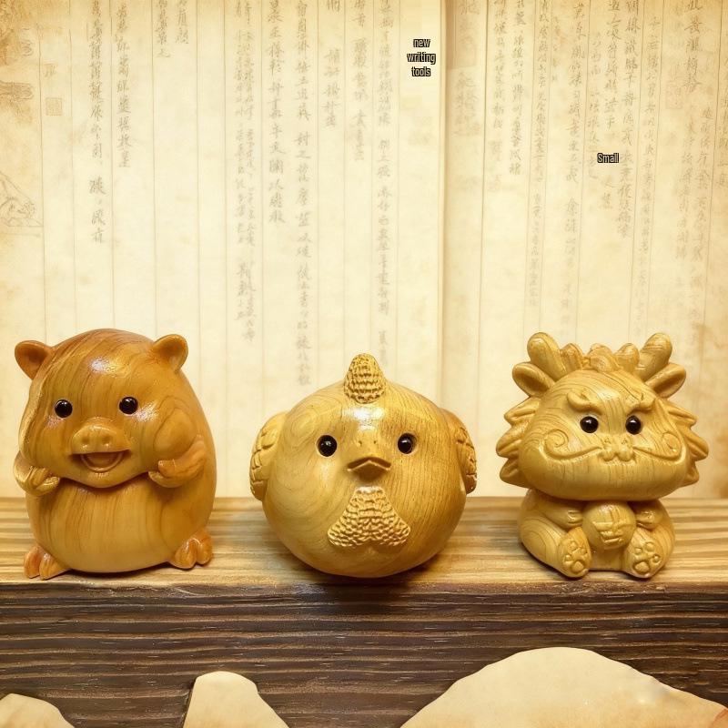 Cliff Cypress Zodiac Wood Carving Pendant Keychain