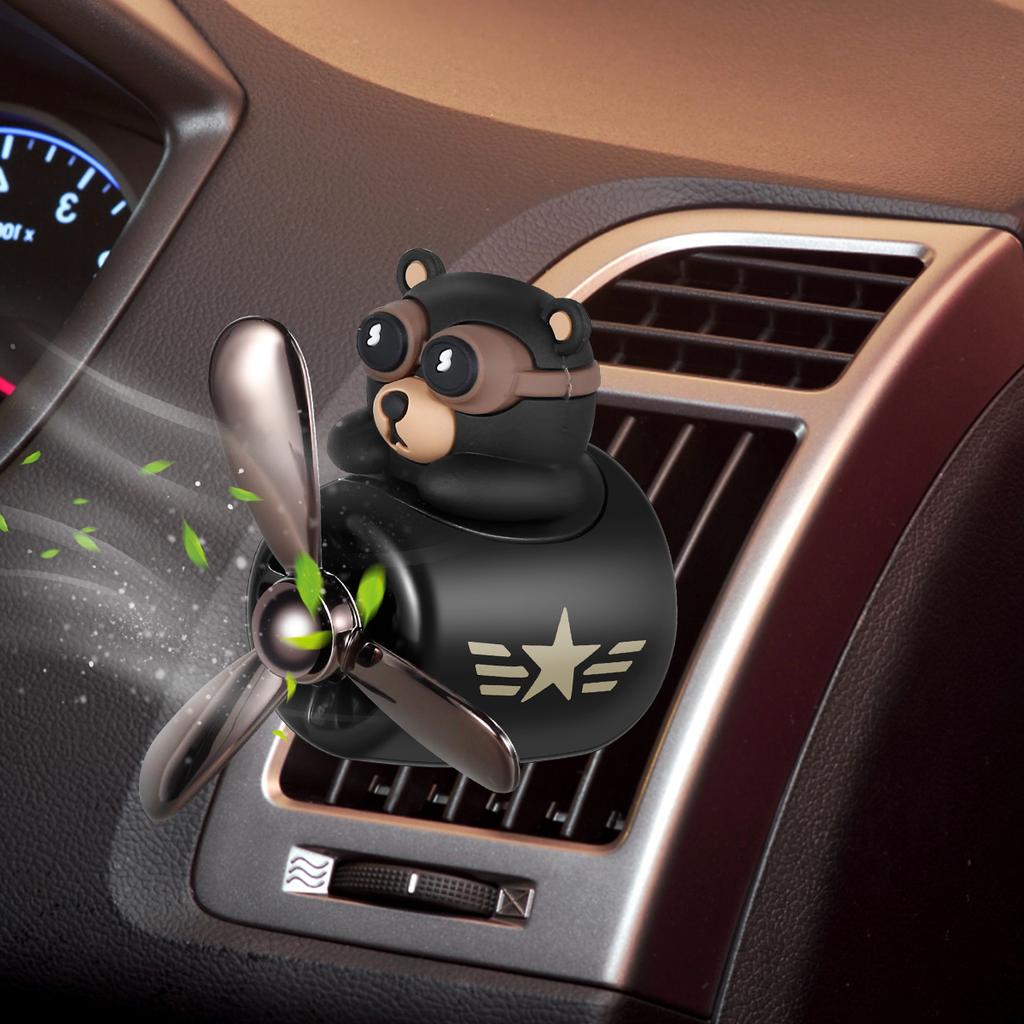 Car Air Freshener Cute Bear Car Vent Aroma Diffuser Reusable Car Air Outlet Scented Clip with Rotating Propeller Air Outlet
