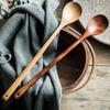 Korean Long Wooden Spoons Natural Coffee Stirring Rod Tea Dessert Spoon Handle Round for Soup Tableware Kitchen Supplies