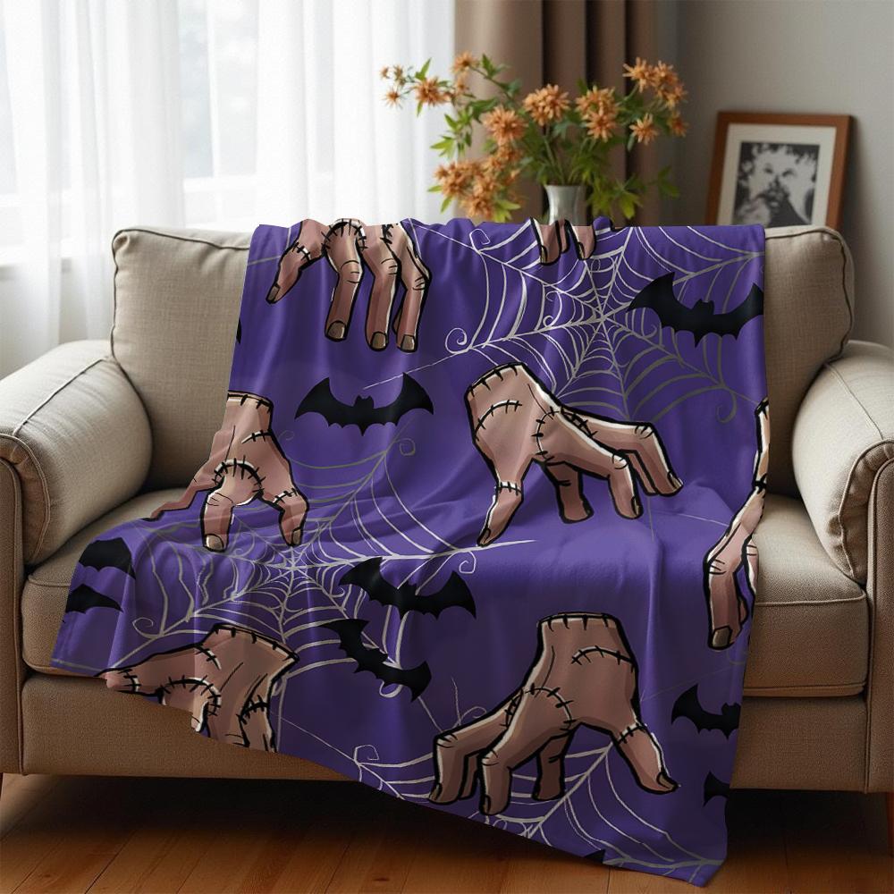Frankenstein Hand Web Cartoon Anime Print Flannel Blanket Soft Warm Throw for Kids Bedroom Sofa Christmas Office Car
