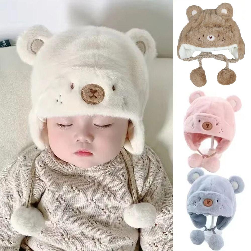 Winter Newborn Bonnet Hats Soft Boys Girls Beanie Cap Cute Baby Bear Hats  Kids