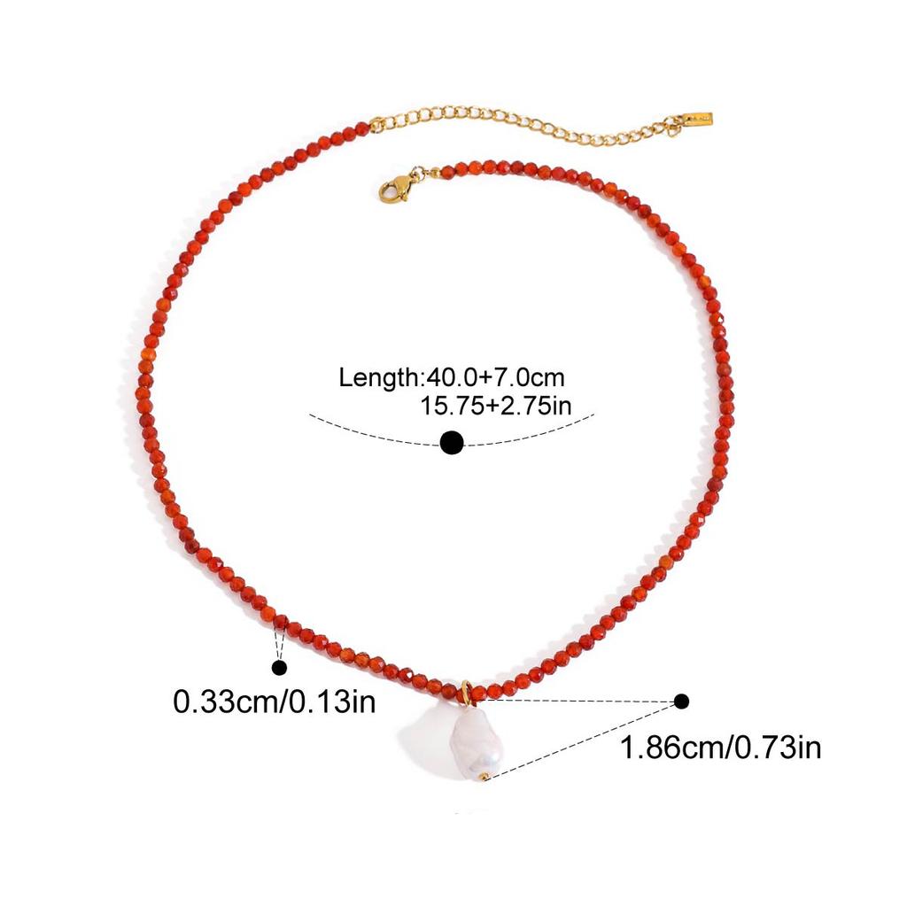  Beach Ocean Vacation Style 18K Gold Color Stainless Steel Pendant Necklace Natural Stone Bead Necklace Women