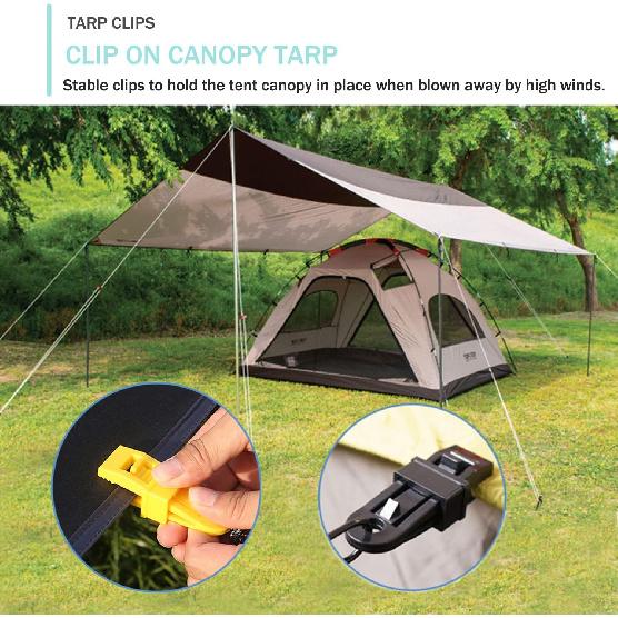 Tarpaulin Clips, Camping Accessories for Tent,20 Pcs Adjustable Heavy Duty Lock Grip for Tarp & Shade Cloth Color, Windproof Shade Cloth Plastic