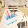 Separated Washable Kitchen Draining Rack Spoon Chopsticks Storage Box Holder Organizer (Blue)