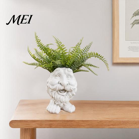 Unique Statue Planter Face Flower Pot, Head Funny Shape Personalized Plant Holder Statue, Cute Resin for Indoor Outdoor Plants Garden Decorations