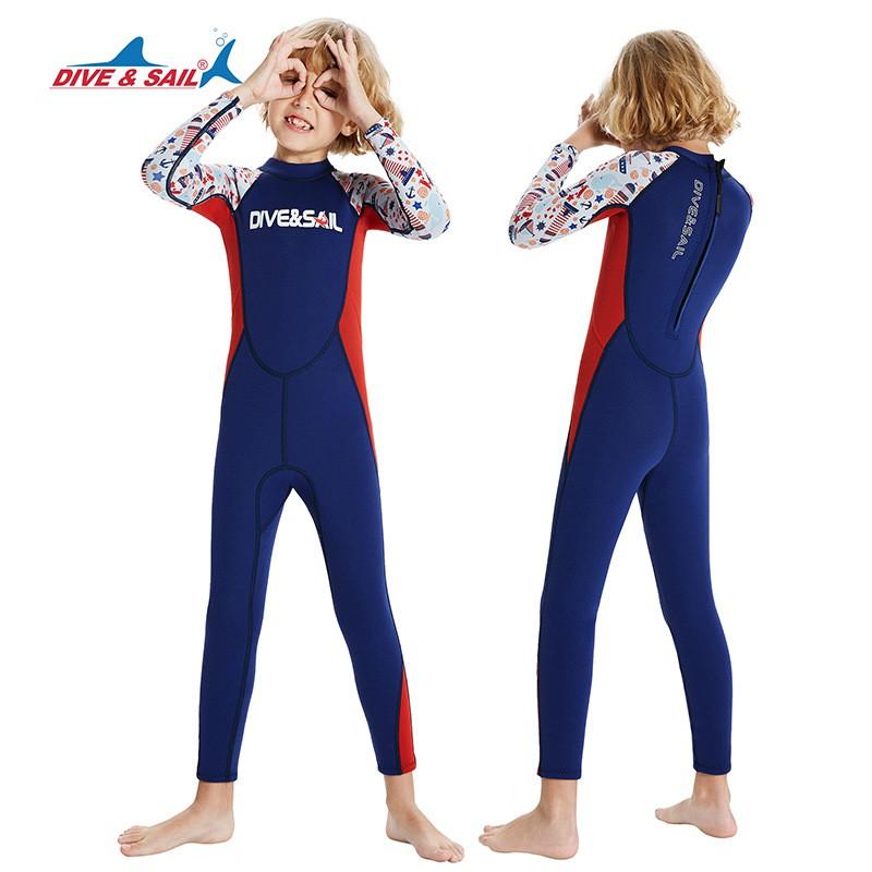 Kids 2.5mm Neoprene Wetsuit Long Sleeve Full Body Snorkeling Diving Surfing Cold Water Swimming