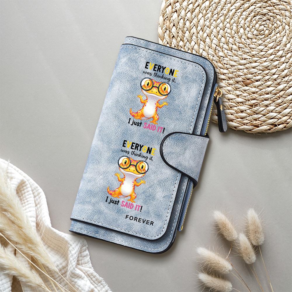 Cute Gecko Print Long Wallet Casual Fashion PU Leather Card Holder Portable Daily Use Purse