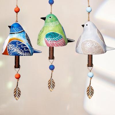 Bird Song Bell Hanging Decoration Spring Resin Bird Wind Chime Outdoor Garden Courtyard Colorful Bird Ornament Pendant Christmas Birthday Gift