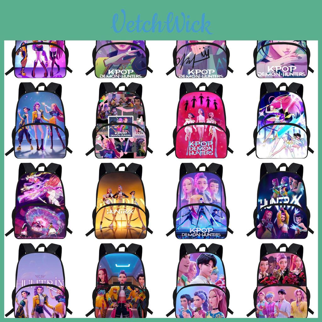 Kpop Demon Hunters Cartoon School Backpack With Durable Oxford Material And Antishock Design For Elementary Students