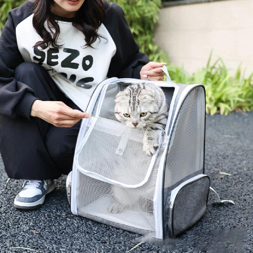 Bolsa Transportín para Gatos Mochila de Viaje para Exteriores para Gatos Perros Pequeños Bolsa Transportadora para Gatos Transpirable Adecuada para Gatos de Hasta 6 kg