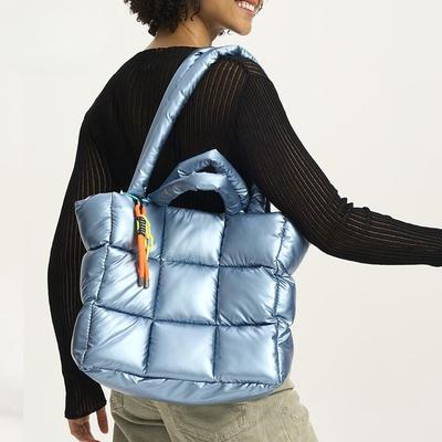Square Tote Bag Women's Winter Soft Puff Shoulder Nylon Large Capacity Cloudy Bag