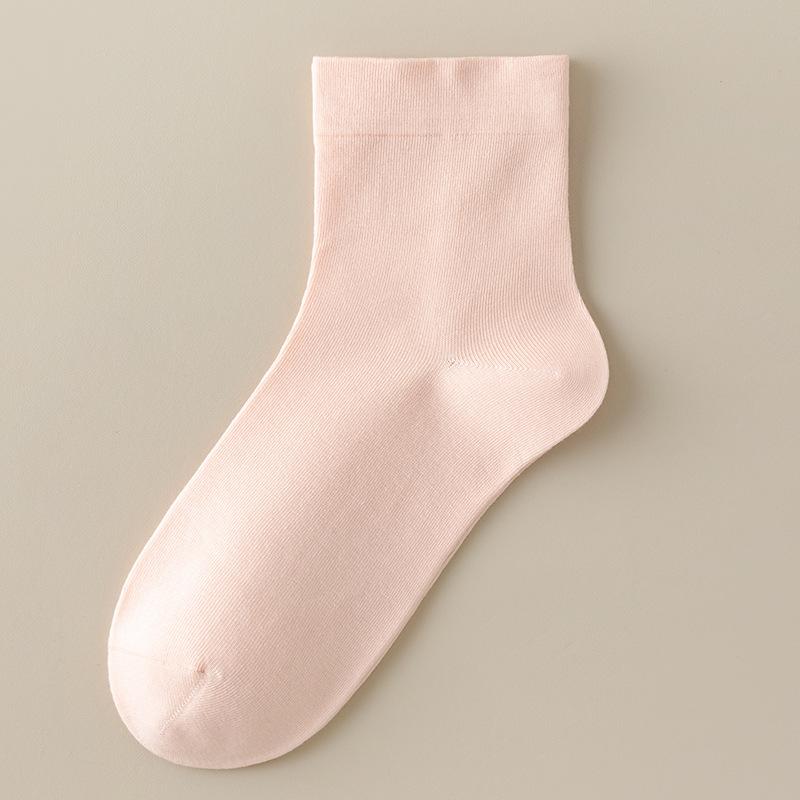 Female Spring and Summer Thin Pure Cotton Sweat Absorption Anti Pilling Pure Color Loose Boneless Tube Socks