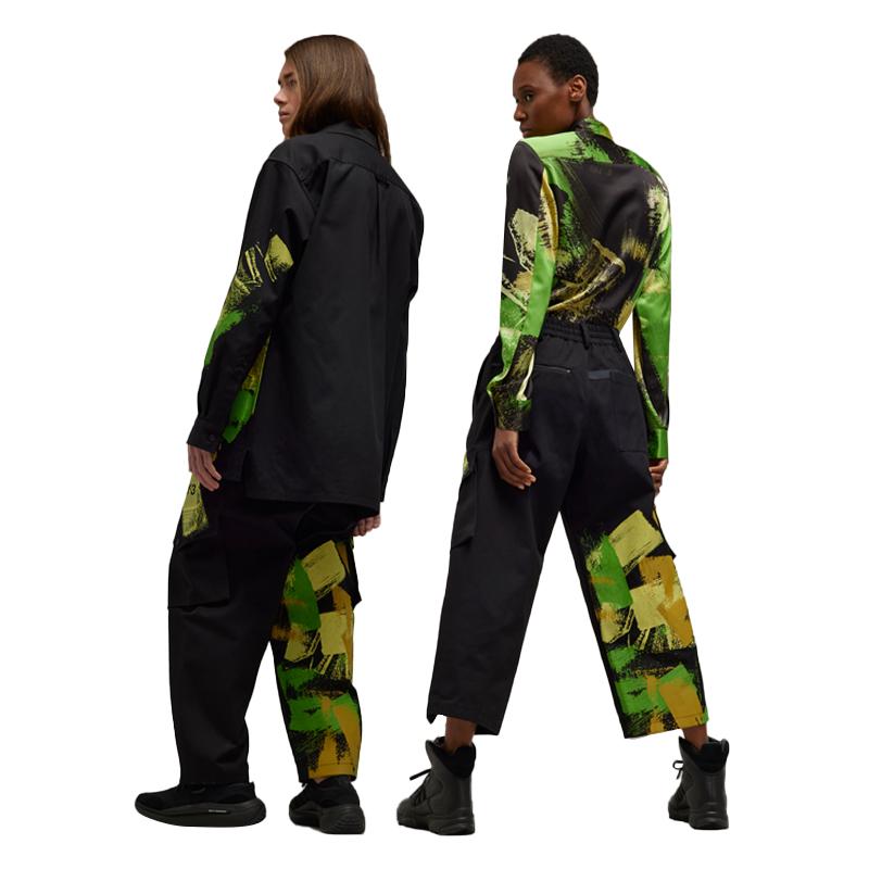 Y-3 Gfx Wrkwr Hip Hop Street Color Block Graffiti Print Casual Cargo Pants Unisex Cargo Pants Black IP7950