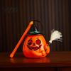 Lightweight Pumpkin Prop Glowing Halloween Lantern, Jack O Lantern with Witch Hat Broom, Light Up Decor, Trick or Treat for Kids Party Decor