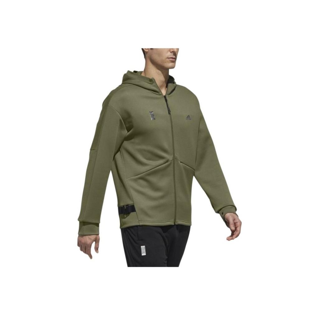 adidas Wuji Series Knit Sports Hooded Jacket Men Outerwear Military-Green DM5237
