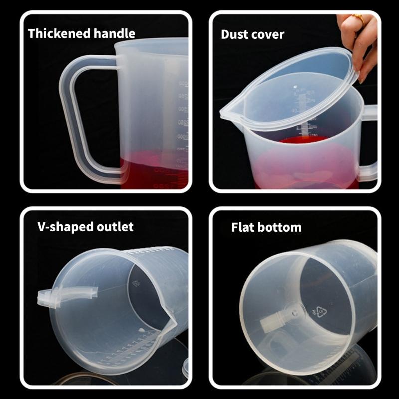 Functional 3000ml Measuring Pitchers with Lid Plastic Measuring Pitchers with Lid for Paint Mixing and Kitchen Use