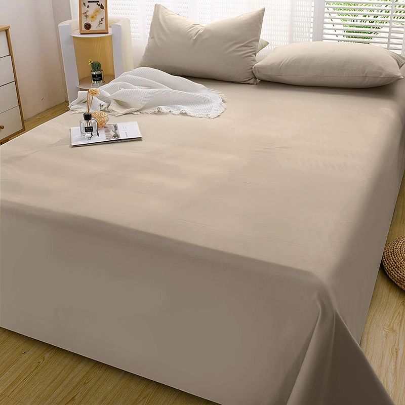 Ins Solid Color Minimalist Skin-friendly Full Coverage Bed Sheet for Single & Double Student Dormitory