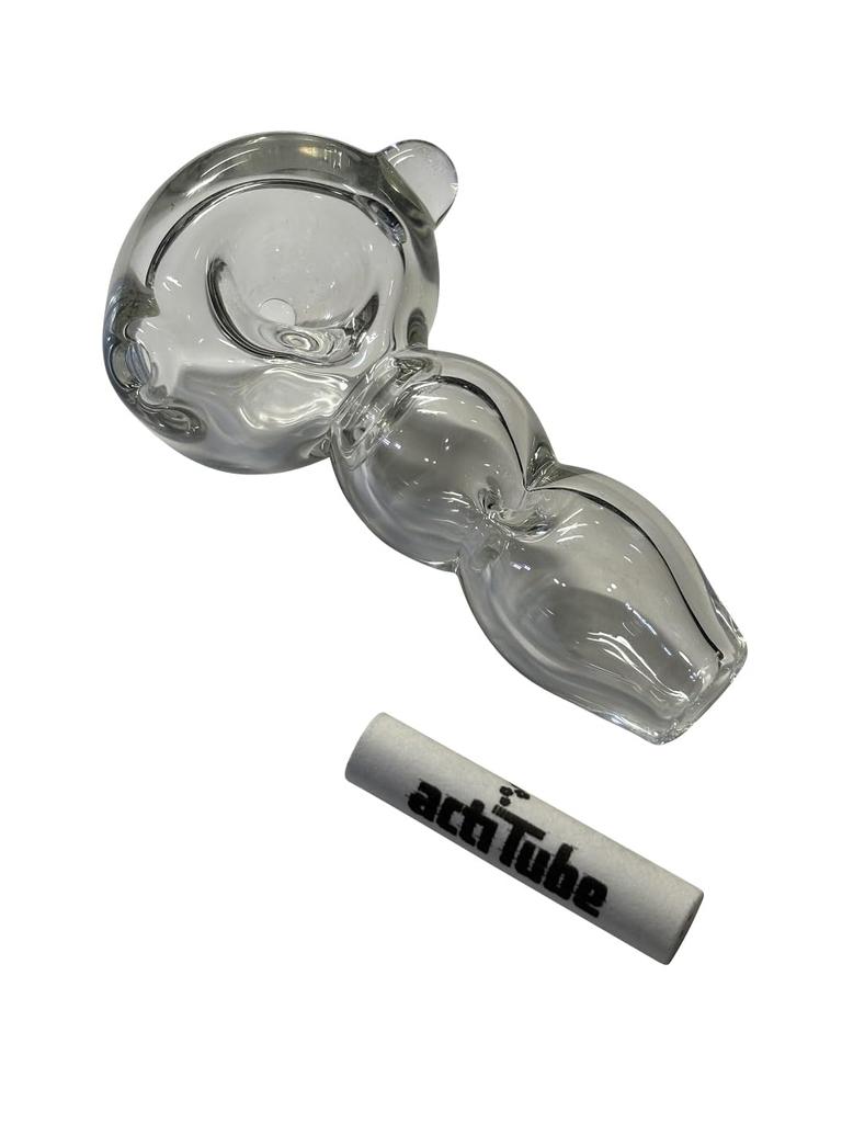 Glass 82mm with Heat-Resistant Pipe/Spoon (Short) (Compatible actiTube/Tune Filters)