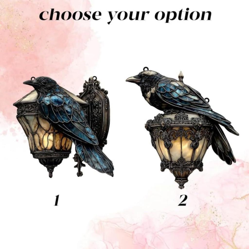 Gothic Raven Decor Decorative Acrylic Sun Catcher Faux Stained Glass Window Hanging Exquisite Halloween Crow Decor For Study