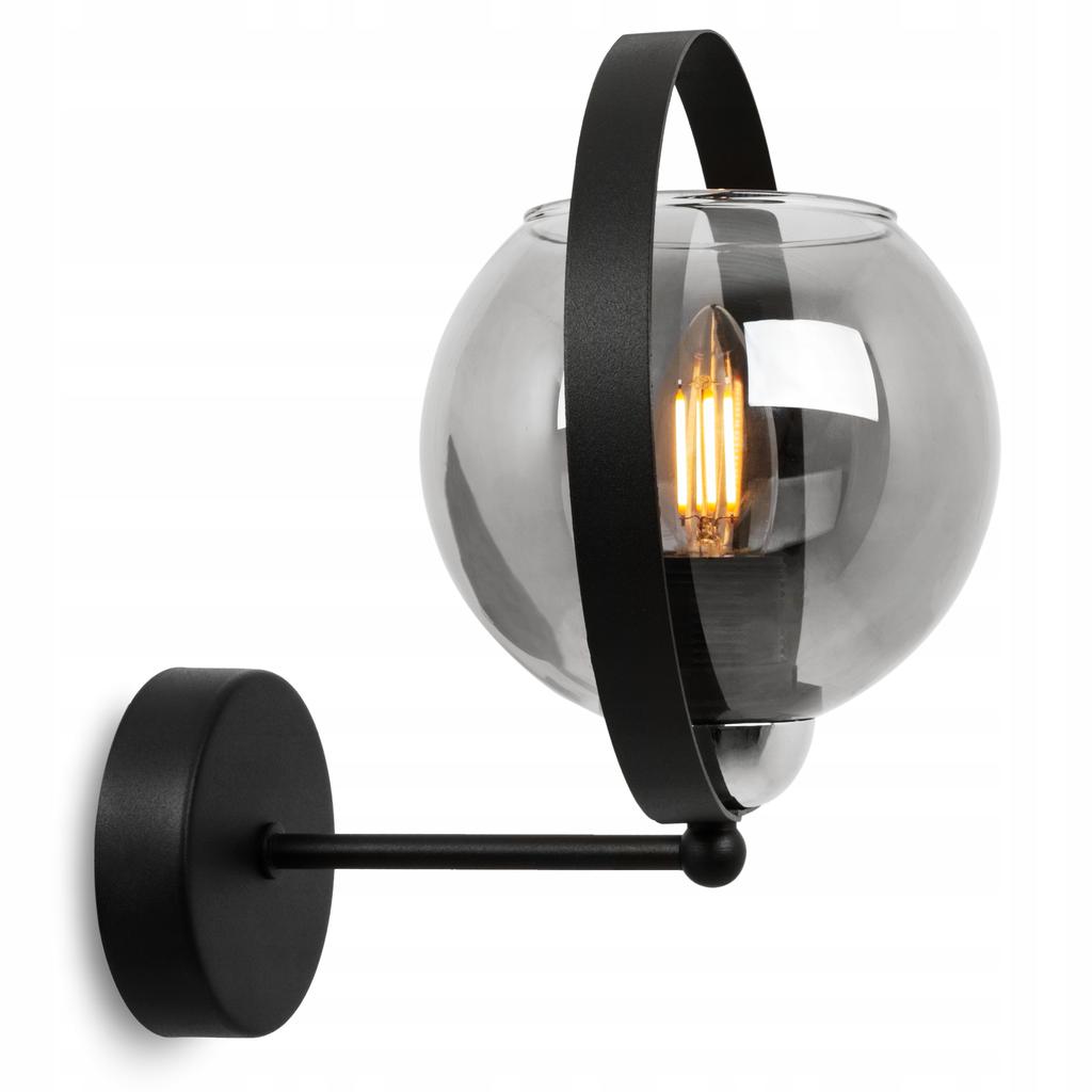 MODERN GLASS WALL LAMP GRAPHITE RING