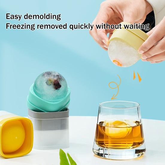 Grande Stampo per Cubetti di Ghiaccio Sferici in Silicone con Coperchio Sigillato Grande Stampo Sferico Rotondo per Whiskey Cocktail Maker di Palline di Ghiaccio a Rilascio One-Click